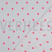DOUBLE GAUZE EMBROIDERY NEON HEARTS WHITE (thumbnail) #4