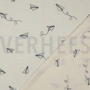 DOUBLE GAUZE EMBROIDERY PAPER PLANES NATURAL (thumbnail) #4
