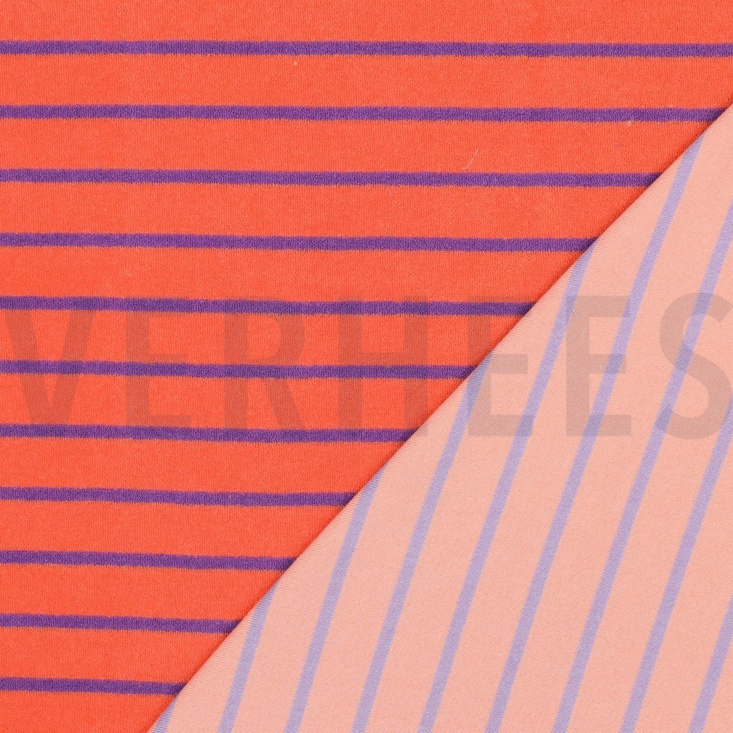 COTTON TOWELLING YARN DYED STRIPES ORANGE / PURPLE #4
