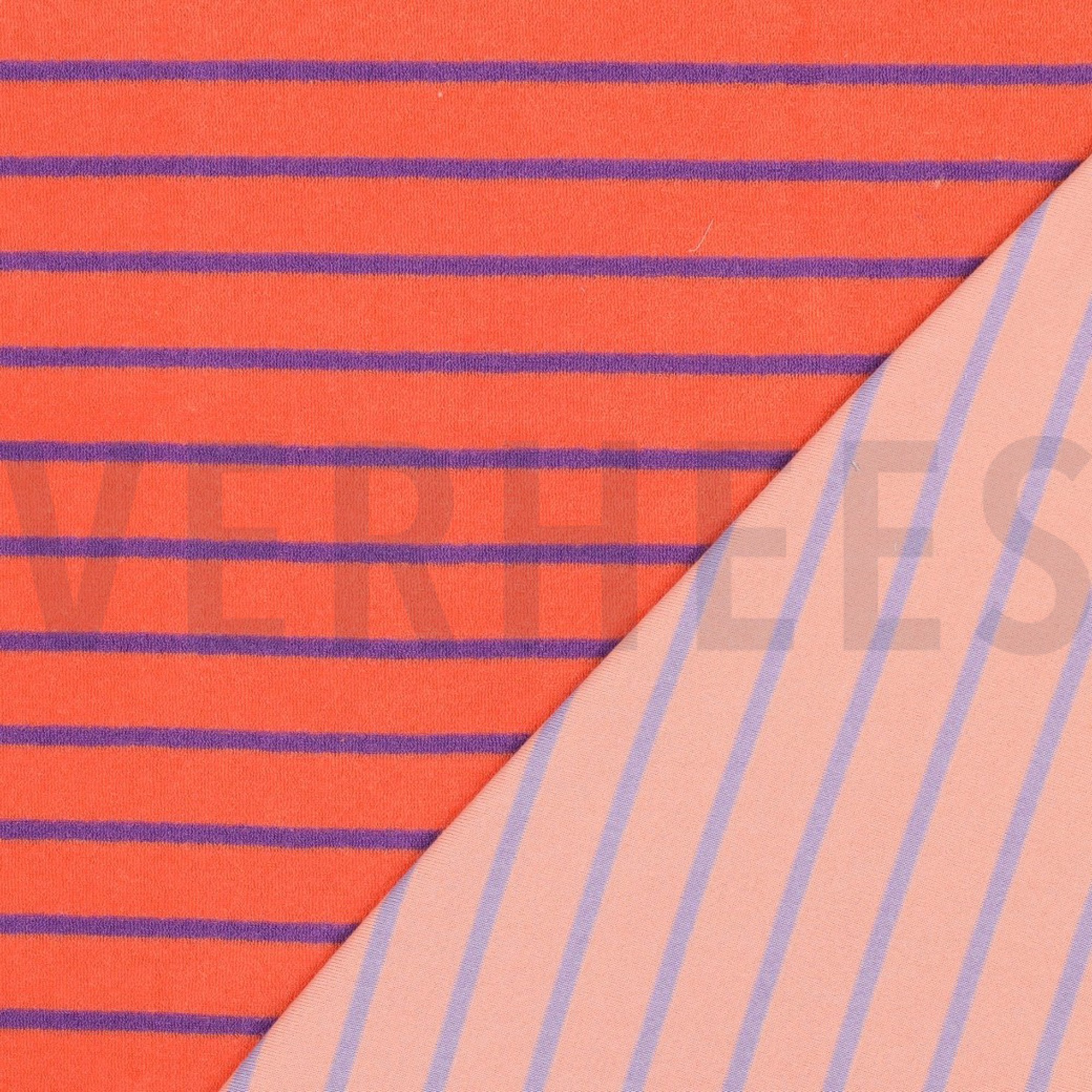 COTTON TOWELLING YARN DYED STRIPES ORANGE / PURPLE (high resolution) #4