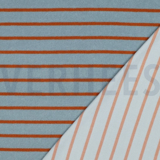 COTTON TOWELLING YARN DYED STRIPES BLUE/ BROWN #7