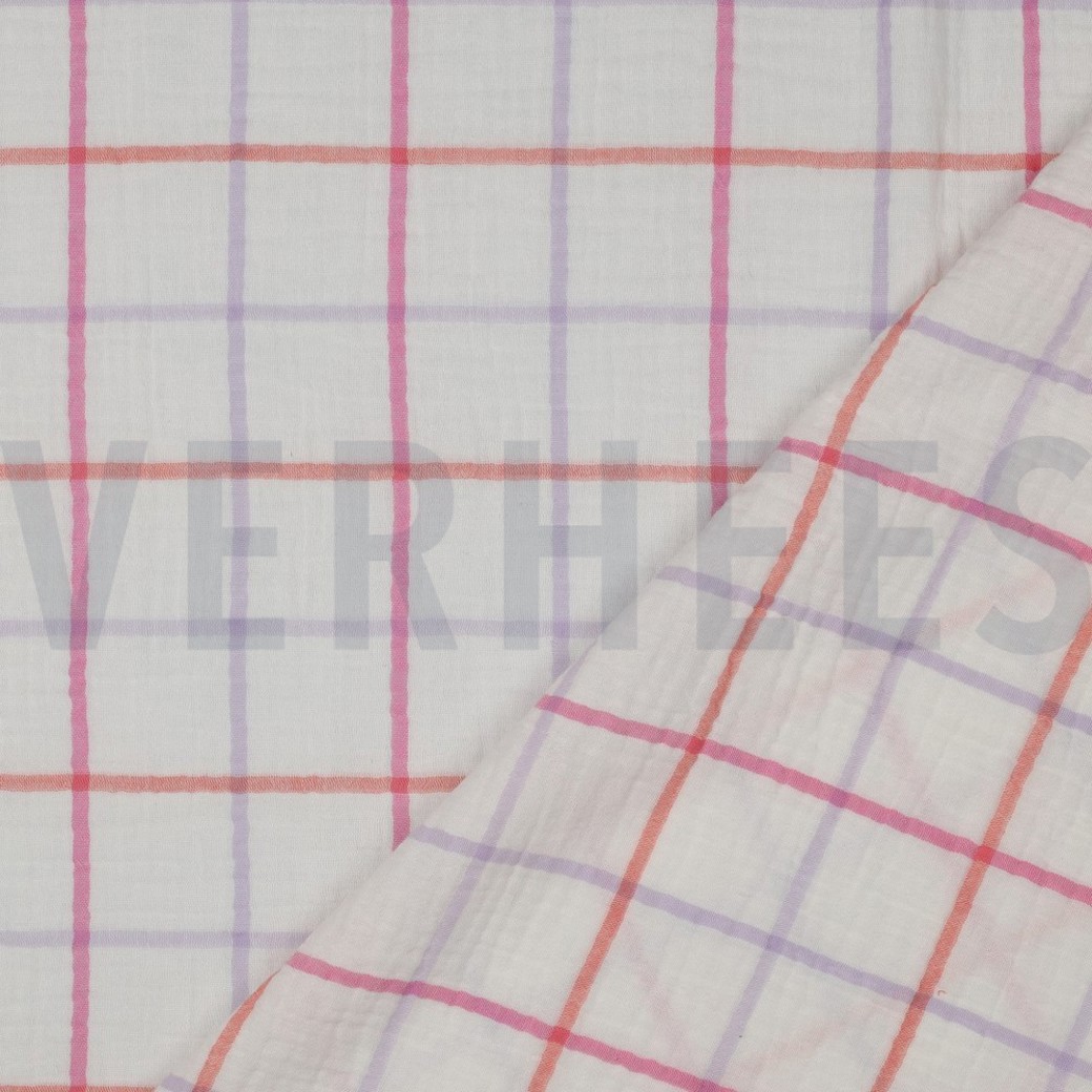 DOUBLE GAUZE YARN DYED CHECKS LAVENDER #4