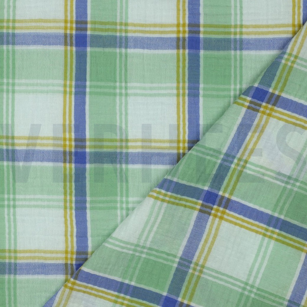DOUBLE GAUZE YARN DYED CHECKS GREEN #4