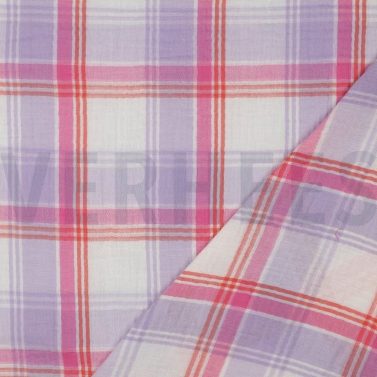 DOUBLE GAUZE YARN DYED CHECKS LAVENDER #7