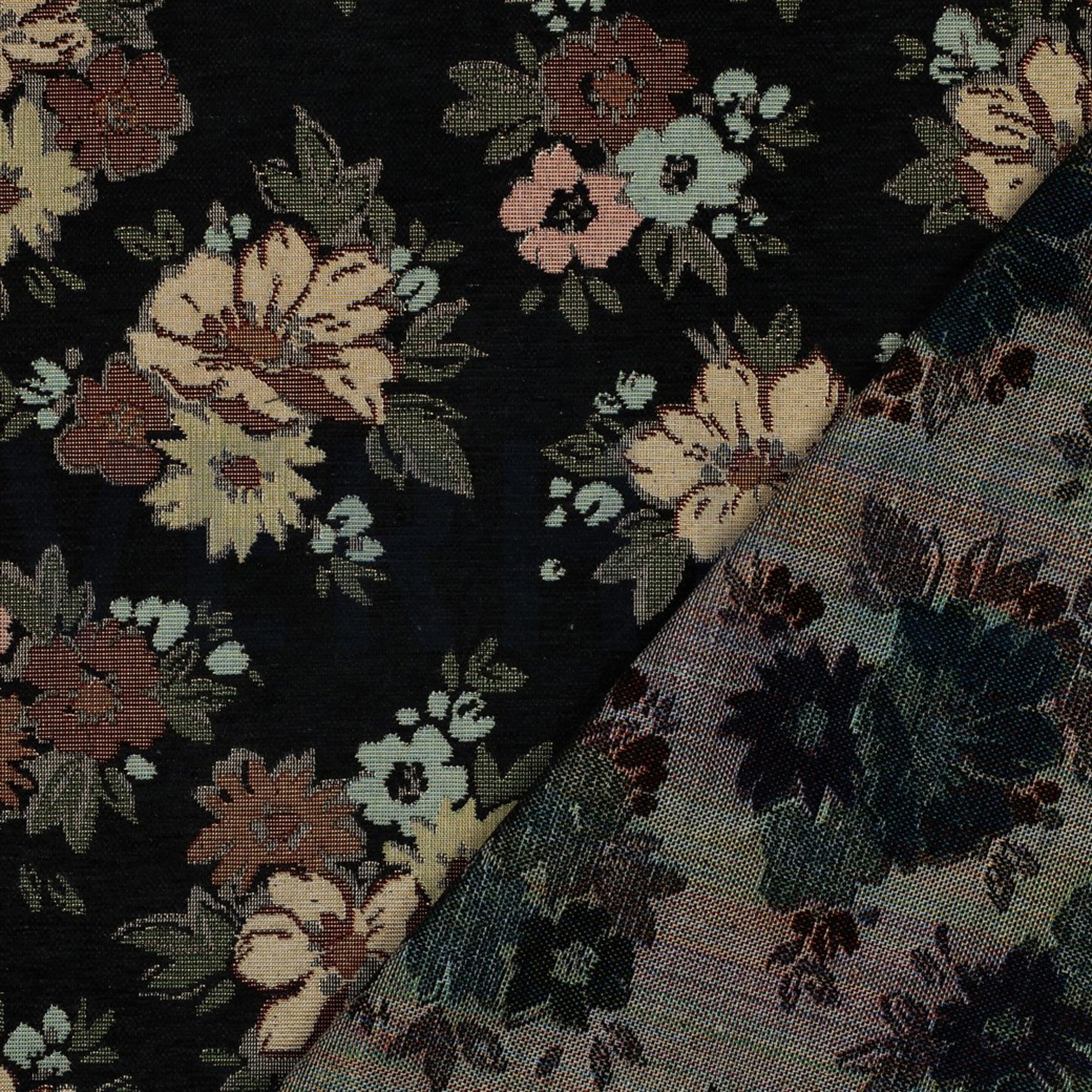 GOBELIN CHENILLE FLOWERS BLACK (high resolution) #4