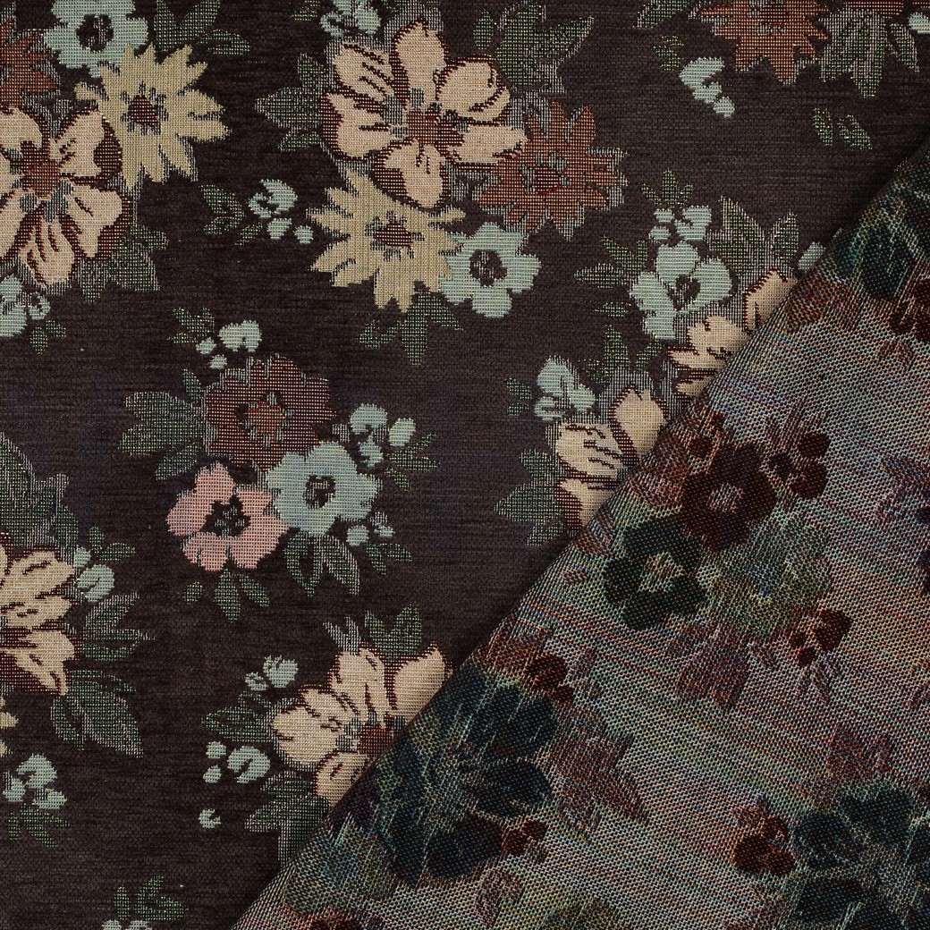 GOBELIN CHENILLE FLOWERS BROWN #4