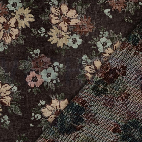 GOBELIN CHENILLE FLOWERS BROWN #7