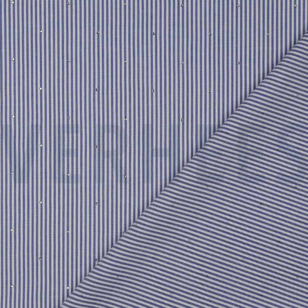 COTTON YARN DYED STRIPES WITH STUDS BLUE #4
