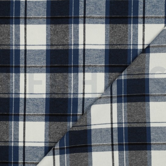 COTTON YARN DYED BRUSHED CHECKS NAVY #7