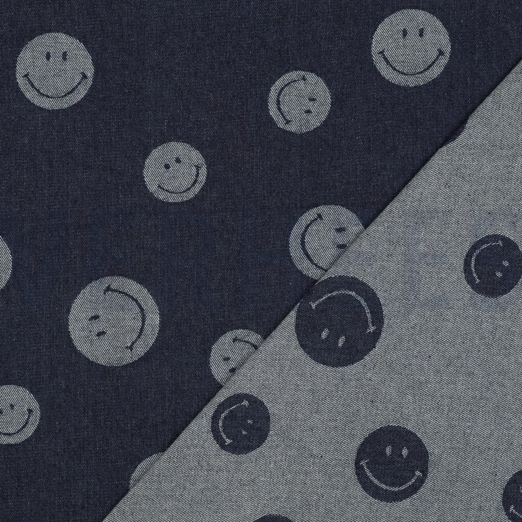 DENIM JACQUARD SMILEYS INDIGO #4