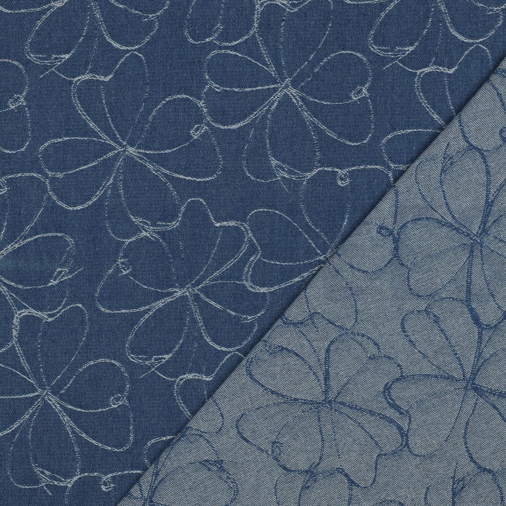 DENIM JACQUARD FLOWERS INDIGO #4