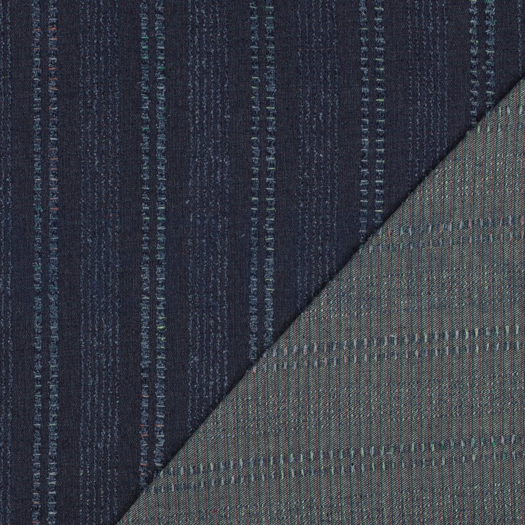 DENIM JACQUARD DISSTRESSED STRIPES INDIGO #4