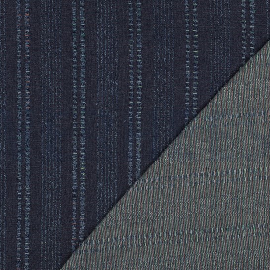 DENIM JACQUARD FRAYED STRIPES INDIGO #7