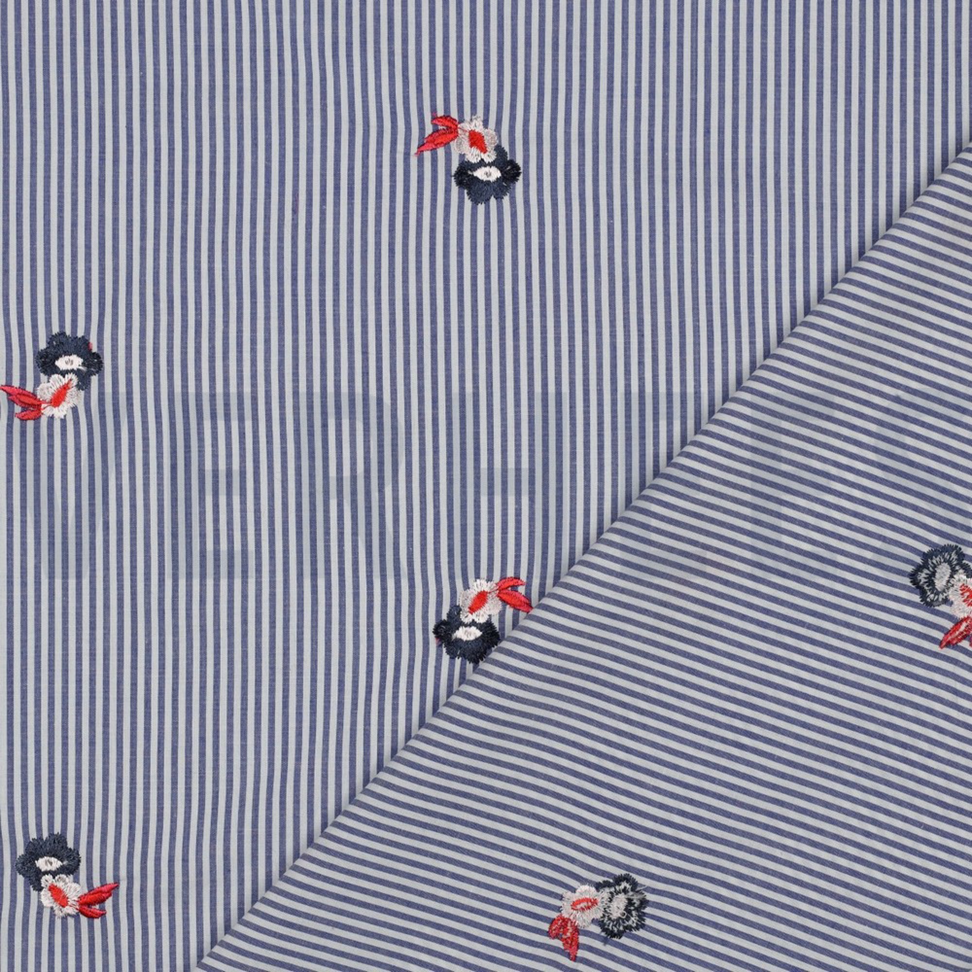 COTTON STRIPES EMBROIDERY FLOWERS BLUE (high resolution) #4