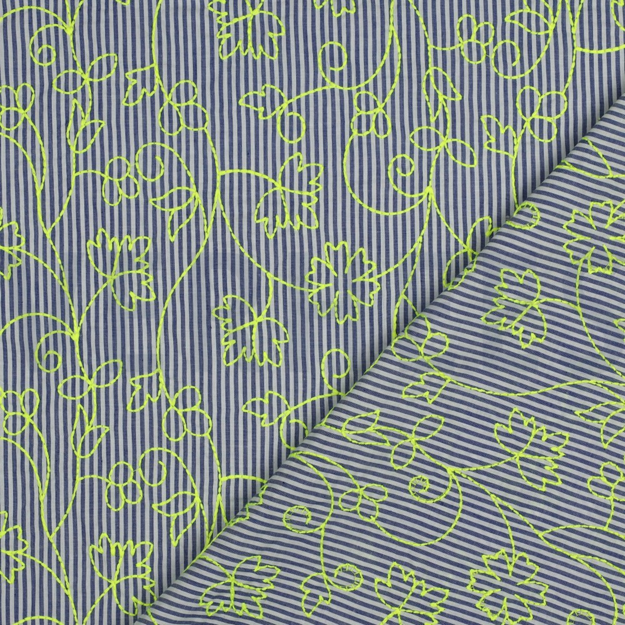 COTTON STRIPES NEON EMBROIDERY BLUE WITH GREEN NEON (high resolution) #4