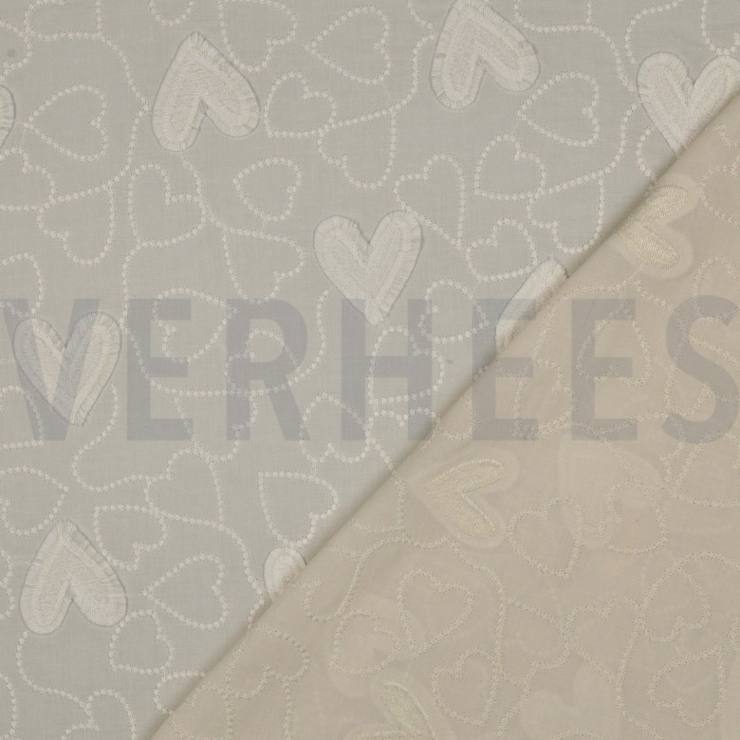 COTTON VOILE HEARTS ECRU #4