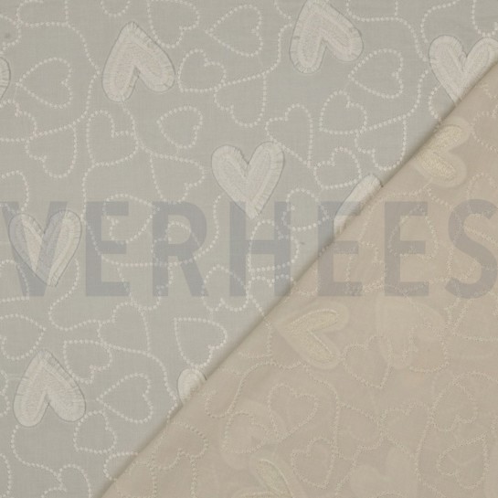COTTON VOILE HEARTS ECRU #7