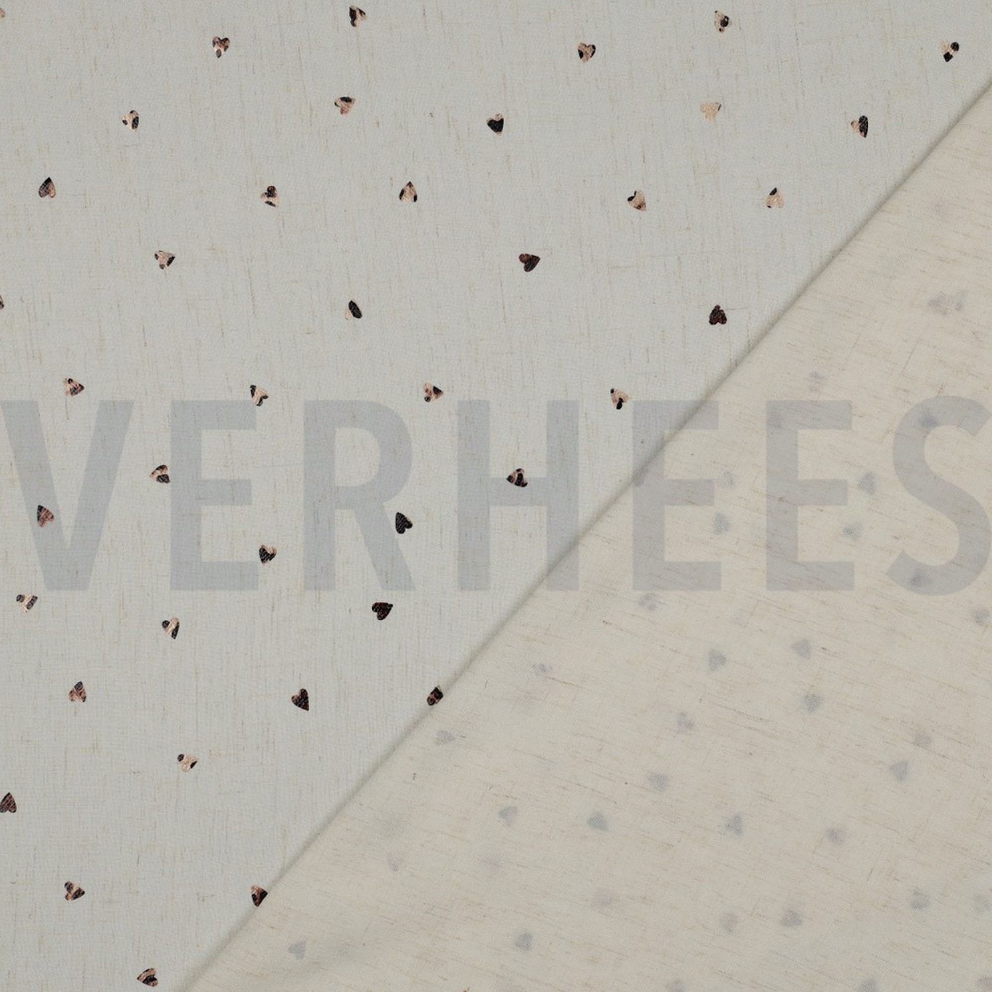 LINEN VISCOSE FOIL HEARTS ECRU (high resolution) #4
