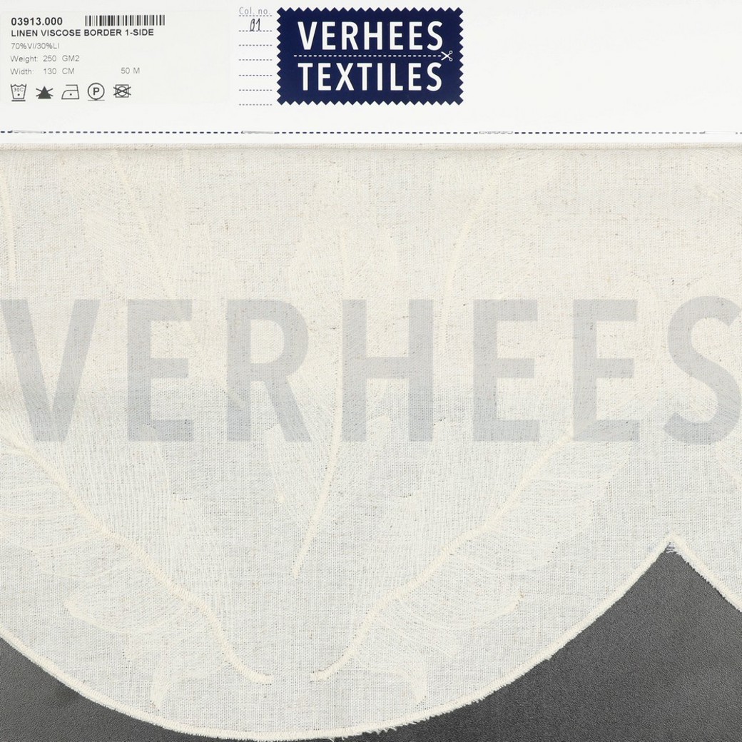 LINEN VISCOSE BORDER 1-SIDE NATURAL #4