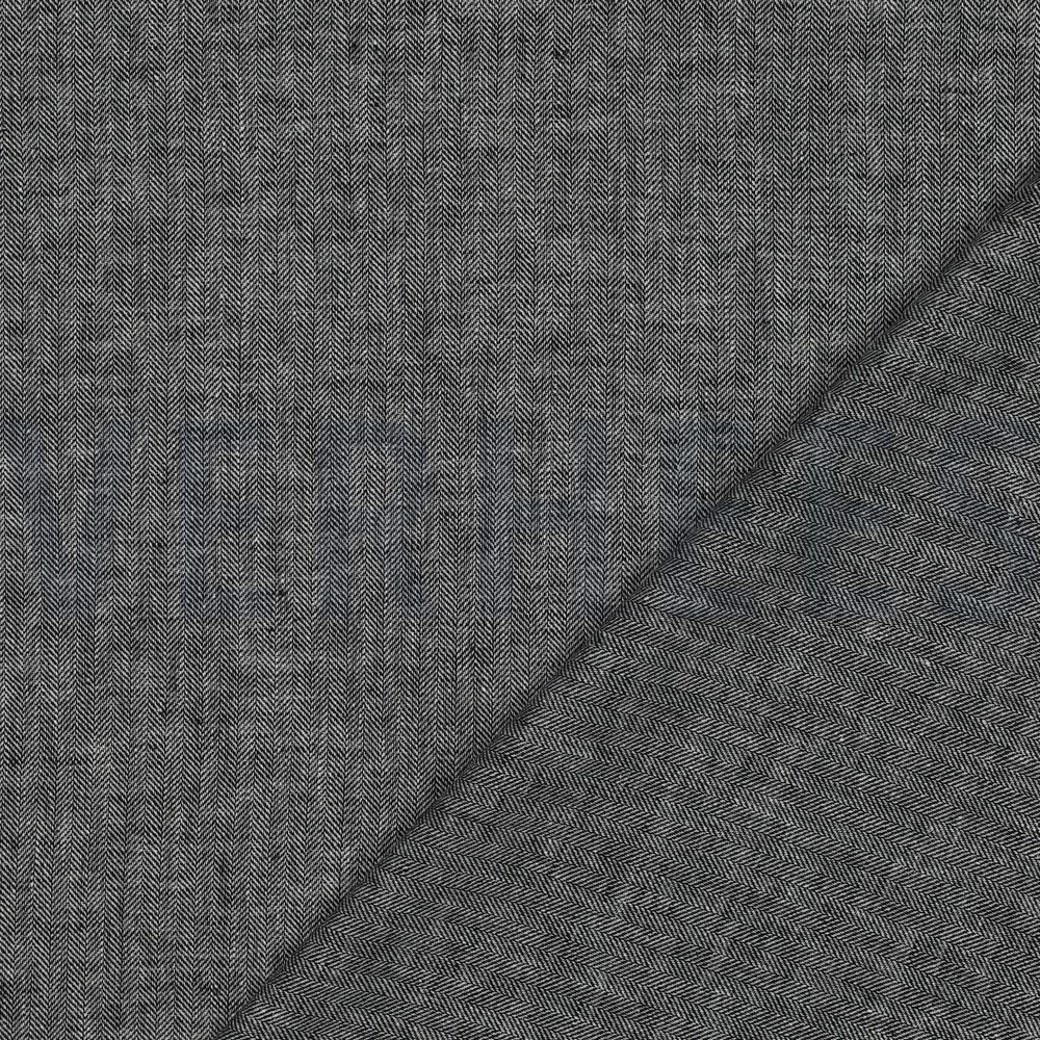 LINEN COTTON HERRINGBONE BLACK #4