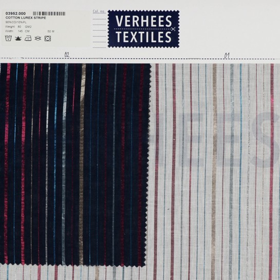 BAUMWOLLE LUREX STREIFEN WEISS #7