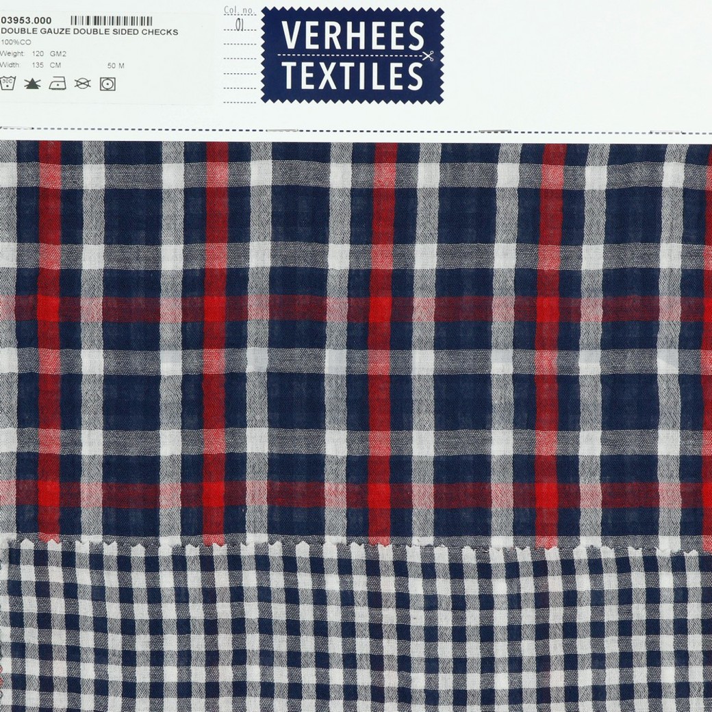 DOUBLE GAUZE DOUBLE SIDED CHECKS NAVY #4