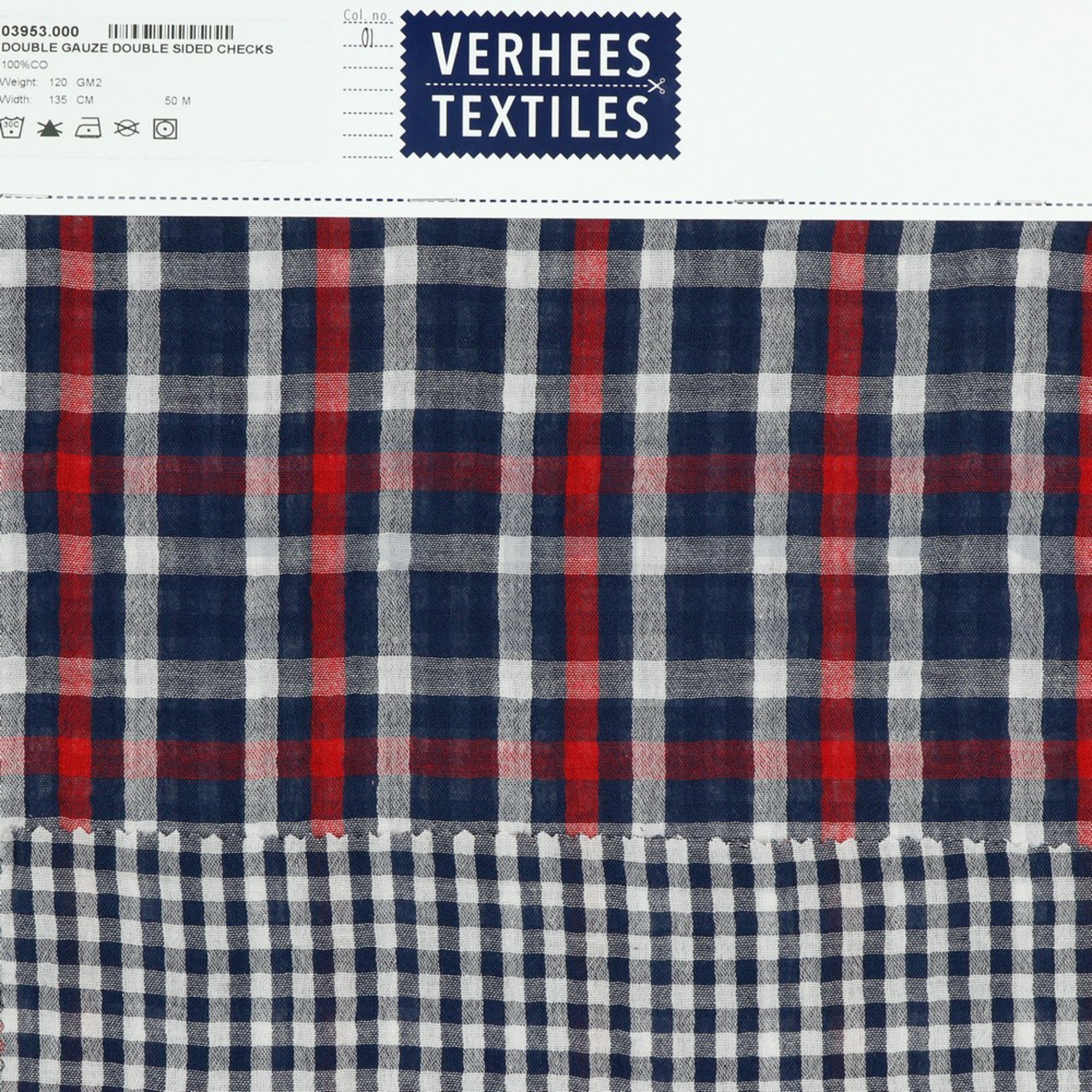 DOUBLE GAUZE DOUBLE SIDED CHECKS NAVY (high resolution) #4