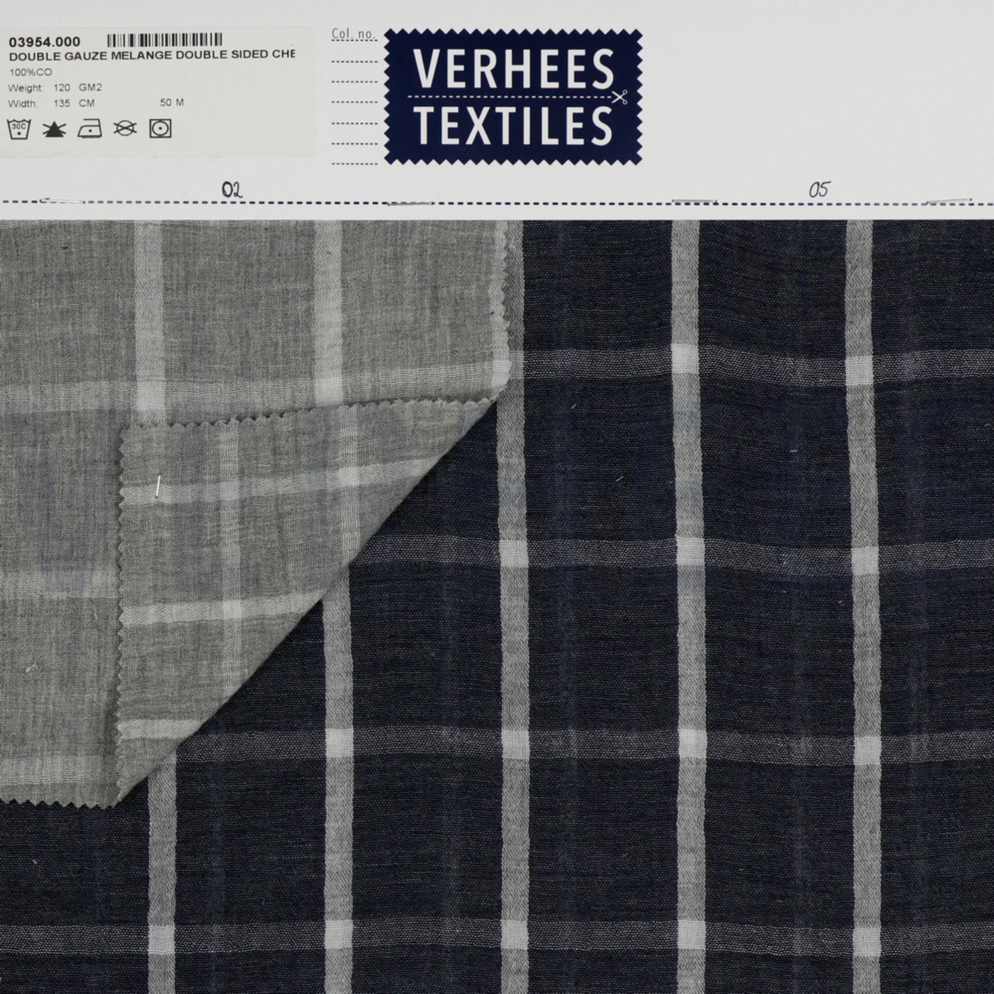 DOUBLE GAUZE MELANGE DOUBLE SIDED CHECK NAVY MELANGE (high resolution) #4