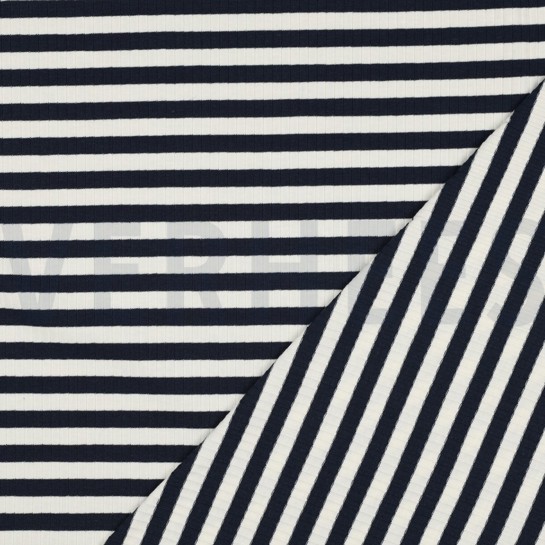 RIB GARENGEVERFD STREPEN DONKERBLAUW / ÉCRU #7