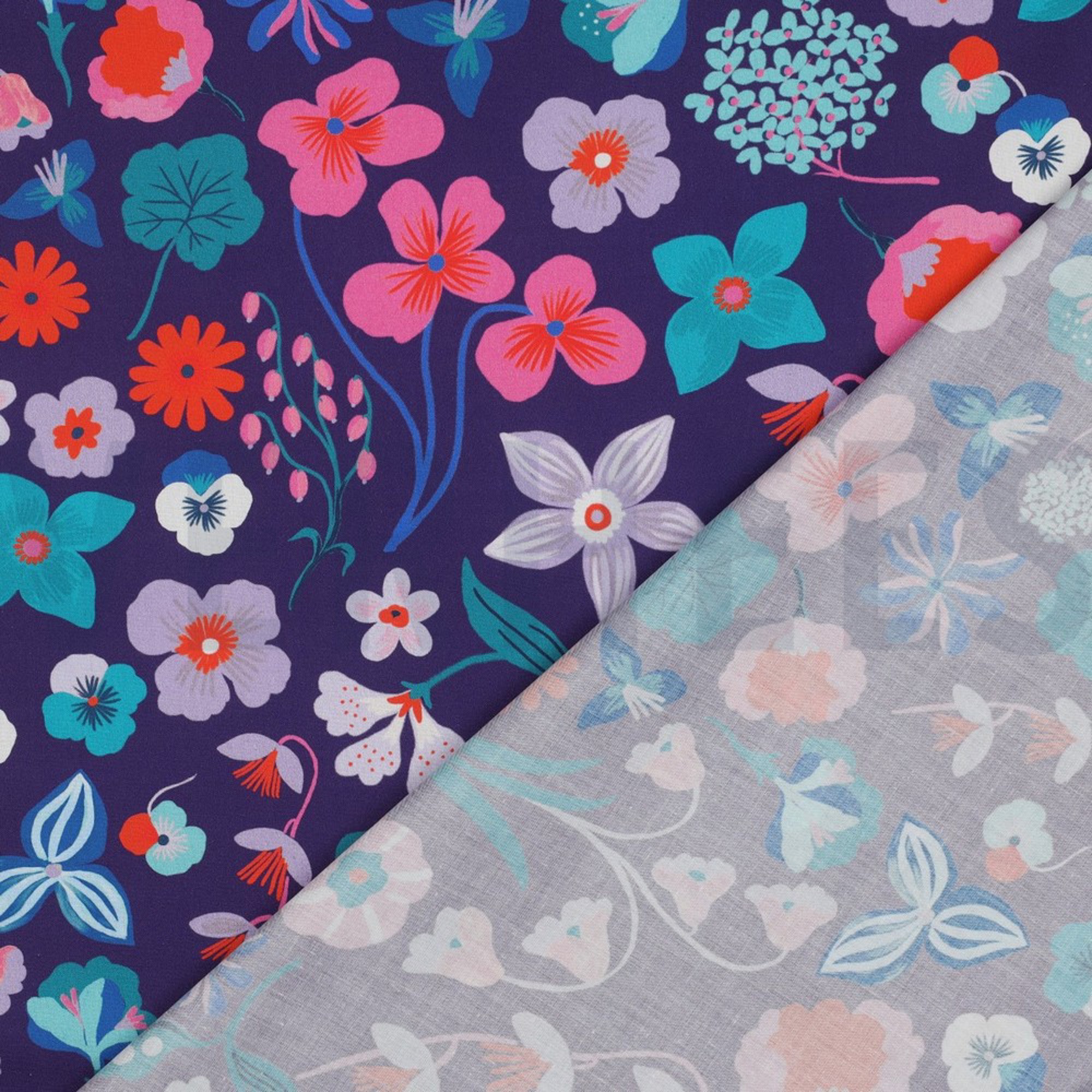 FINE POPLIN DIGITAL MEADOW FLOWER NERIDA HANSEN DARK PURPLE (high resolution) #4