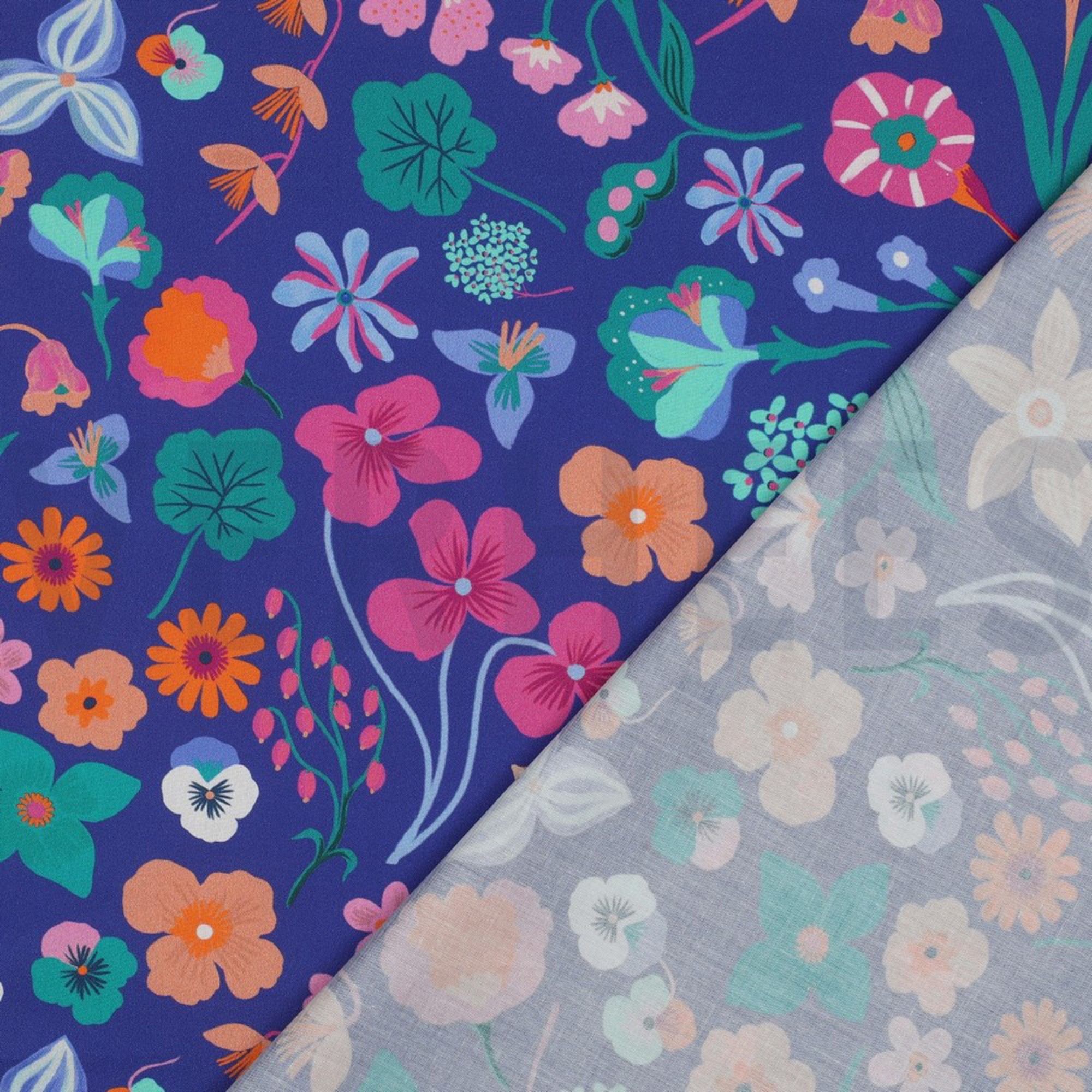 FINE POPLIN DIGITAL MEADOW FLOWER NERIDA HANSEN ROYAL BLUE (high resolution) #4