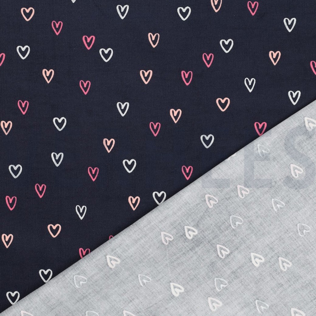 BABYCORD FOIL HEARTS NAVY #4