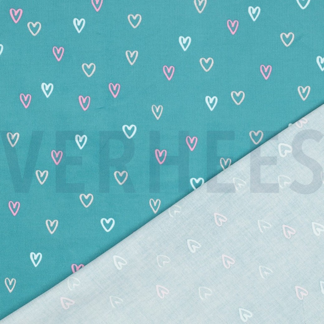 BABYCORD FOIL HEARTS PETROL #4