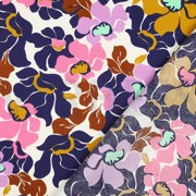 COTTON SATIN ABSTRACT FLOWERS NAVY / PINK (thumbnail) #4