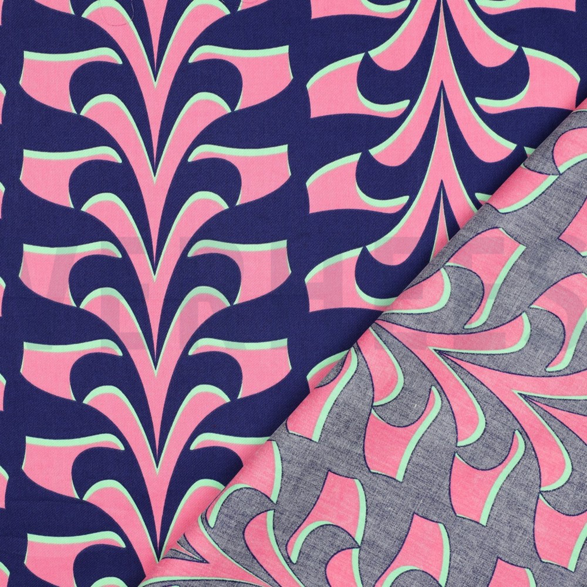 COTTON SATIN ABSTRACT FLOWERS NAVY (high resolution) #4