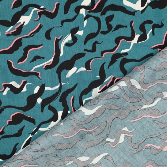 KATOEN SATIJN DIERENHUID PETROL #7