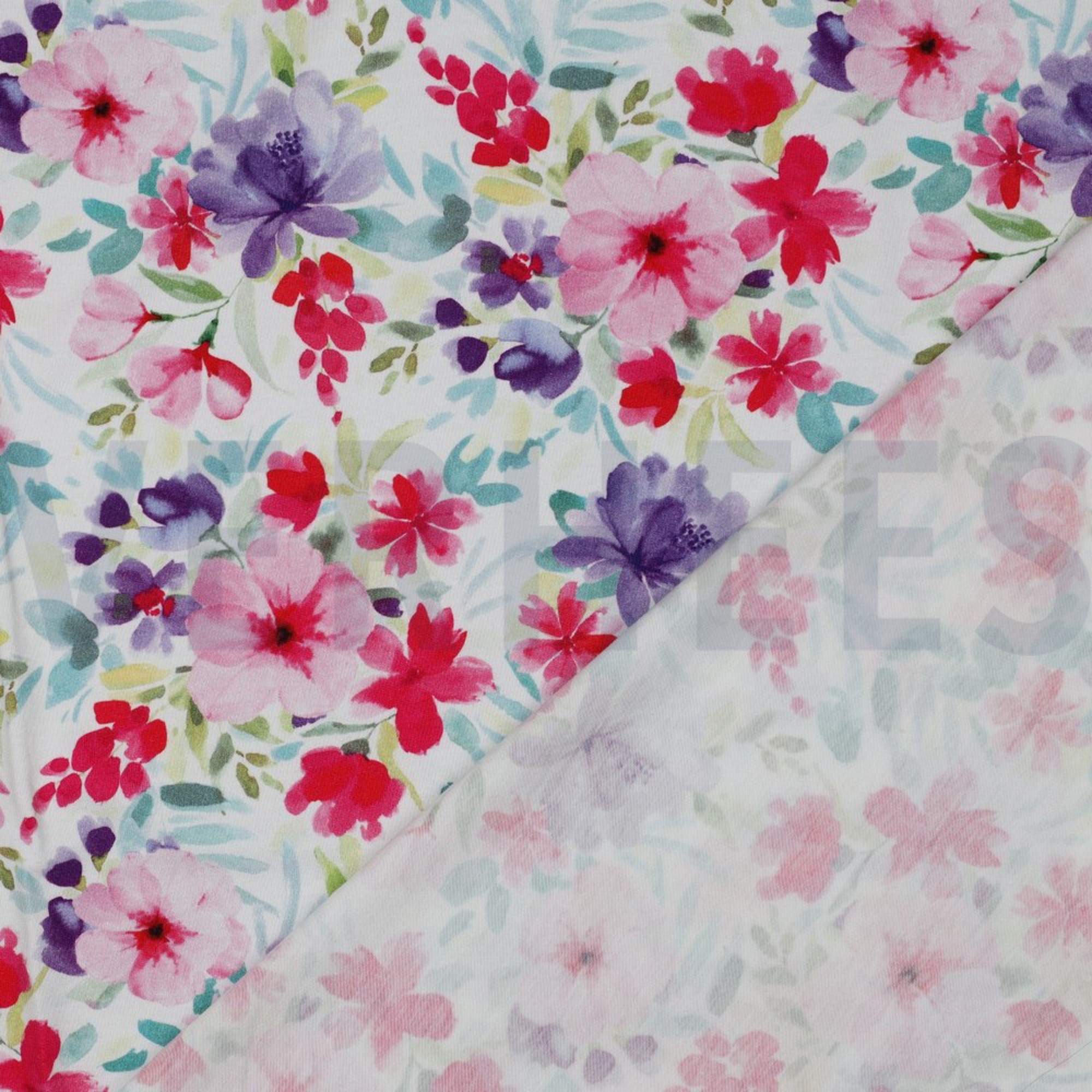 JERSEY DIGITAL AQUAREL FLOWERS WHITE (high resolution) #4