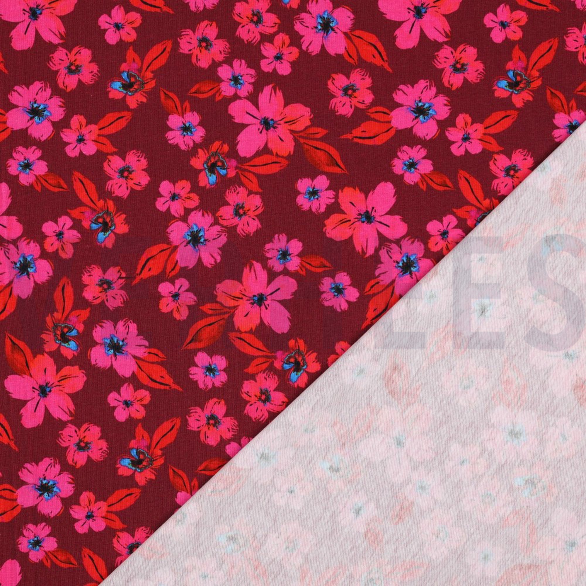 JERSEY DIGITAL FLOWERS PINK / RED (high resolution) #4