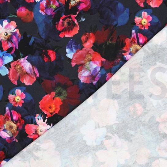 FRENCH TERRY DIGITAL FLEURS BLEU MARINE #7