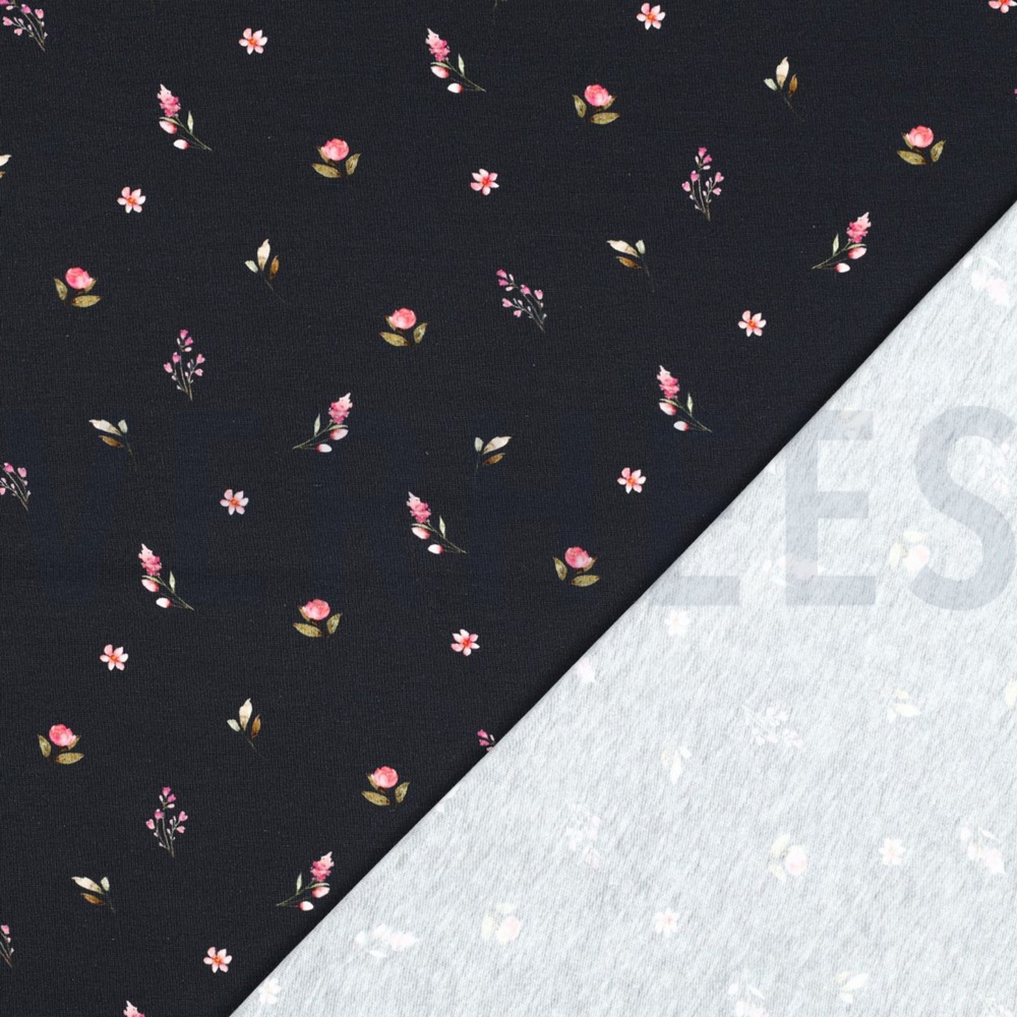 JERSEY DIGITAL RABBITS AND FLOWERS NAVY (high resolution) #4