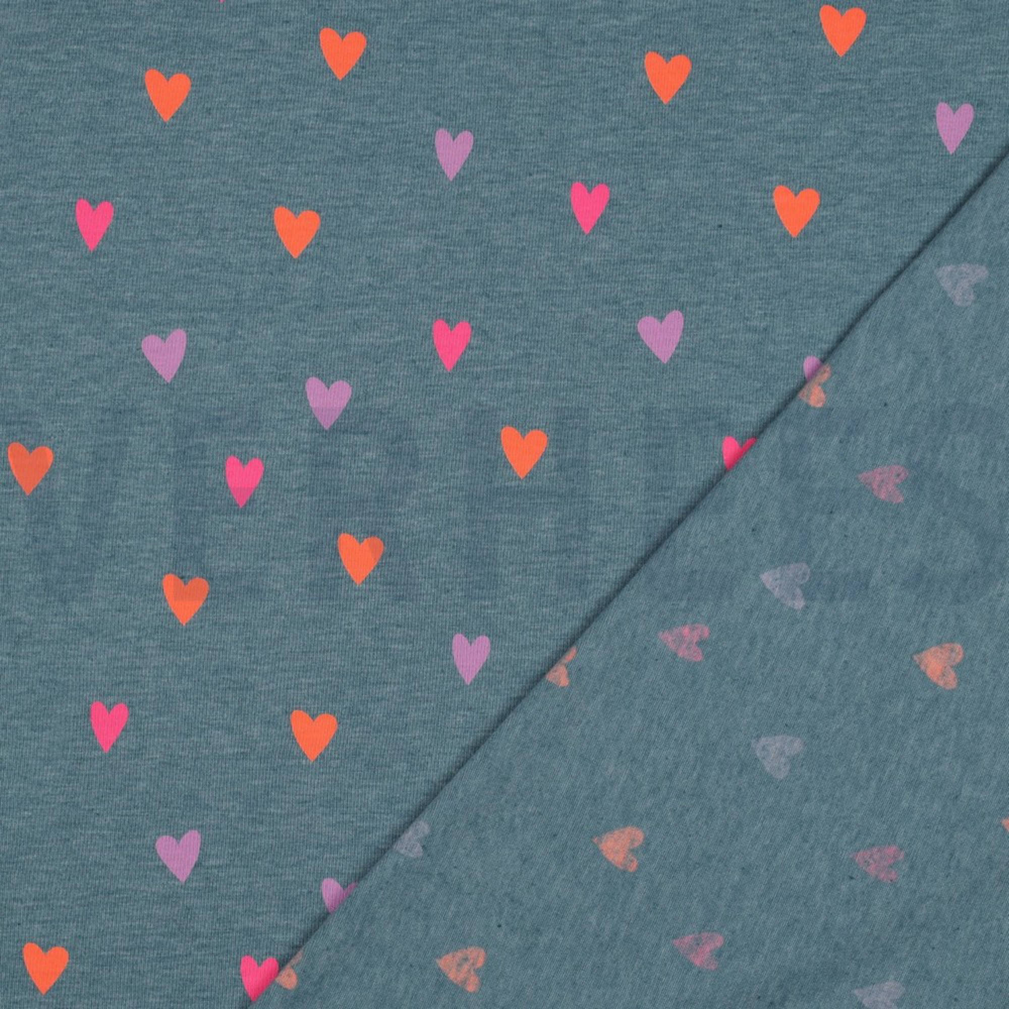 JERSEY MELANGE NEON HEARTS SMOKE BLUE MELANGE (high resolution) #4