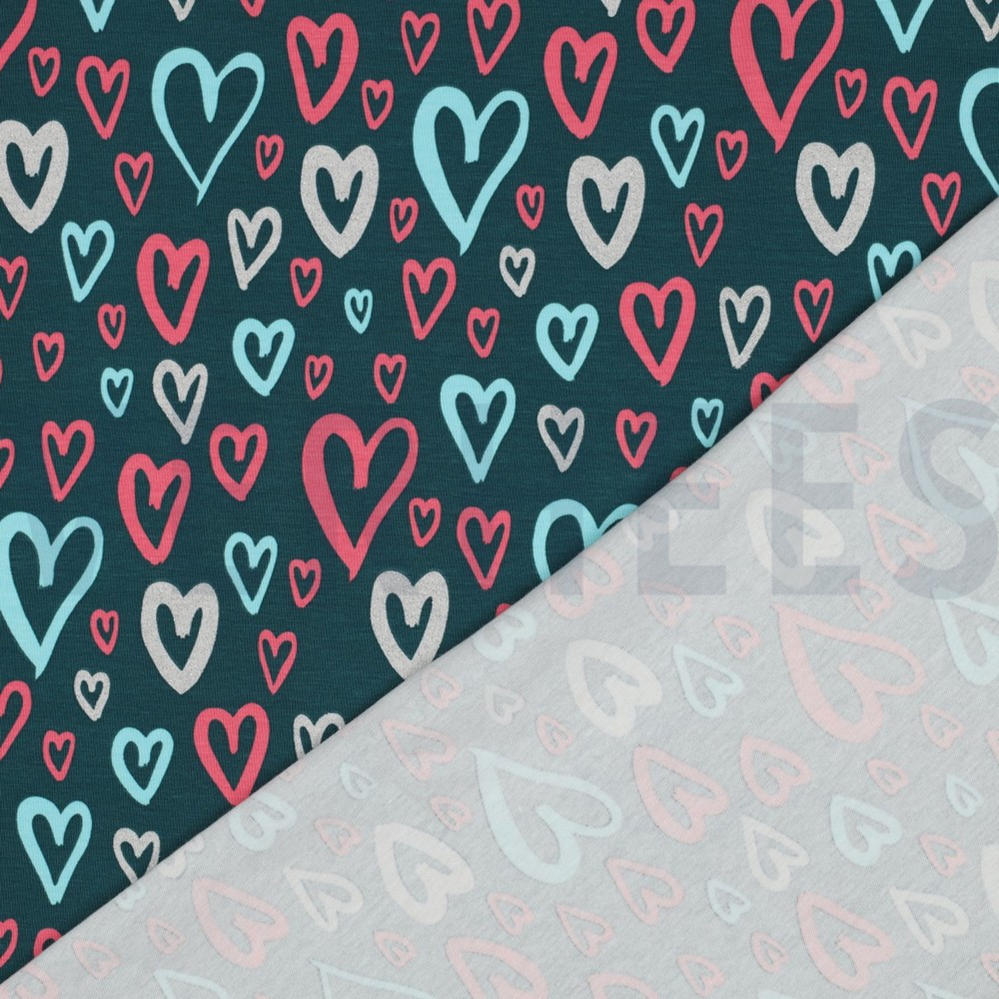 JERSEY GLITTER HEARTS PETROL (high resolution) #4