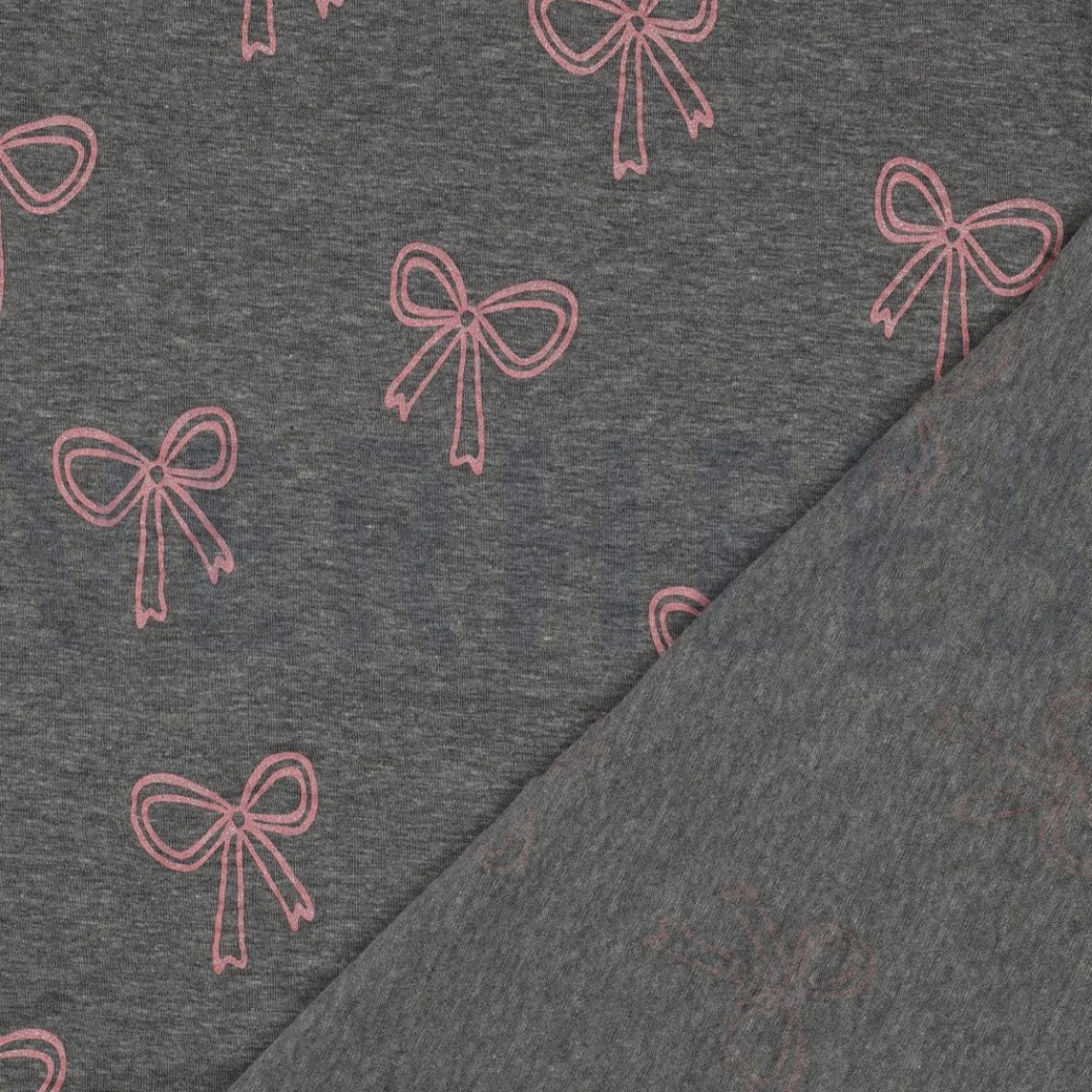 JERSEY MELANGE GLITTER BOWS GREY MELANGE #4