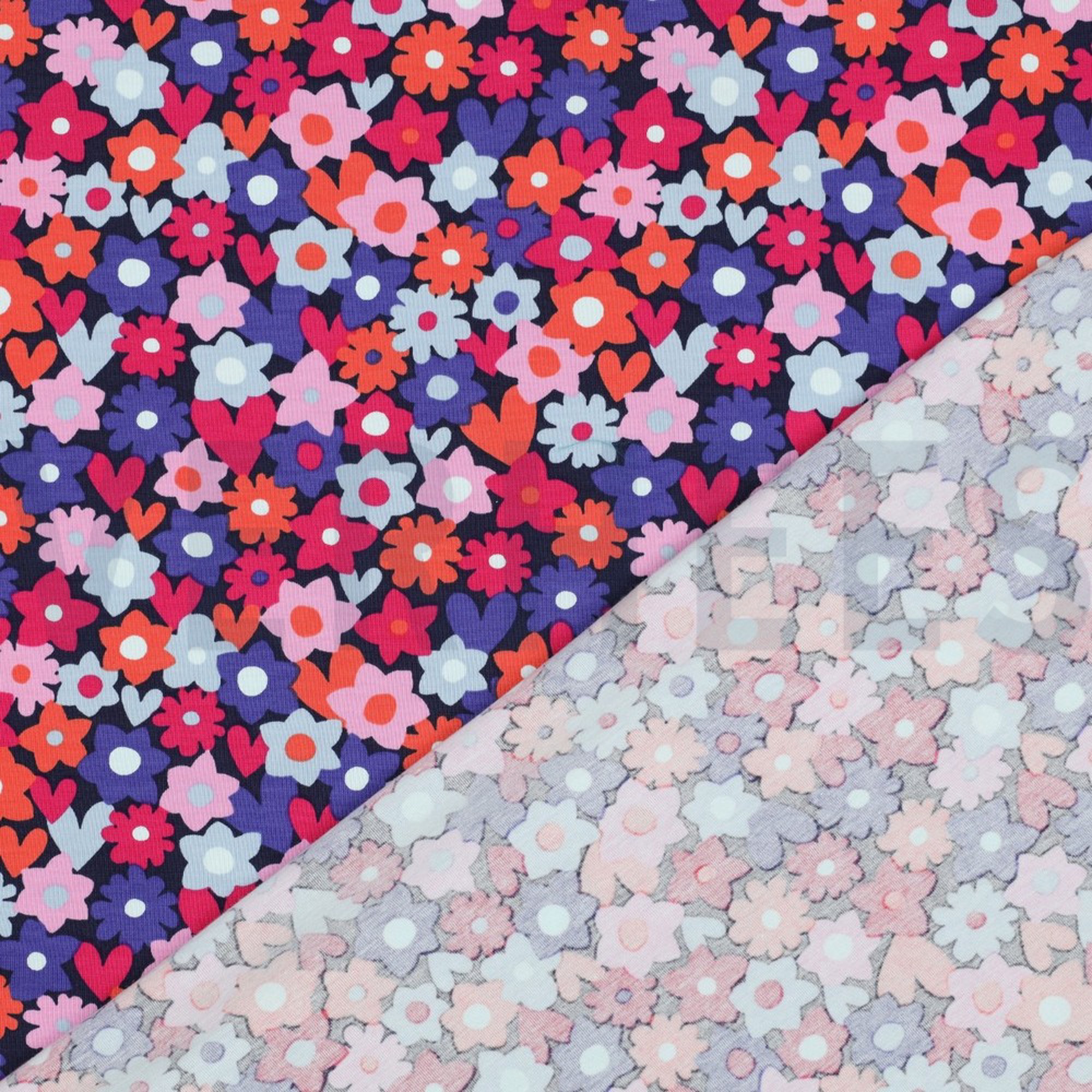 JERSEY FLOWERS BLUE / RED (high resolution) #4