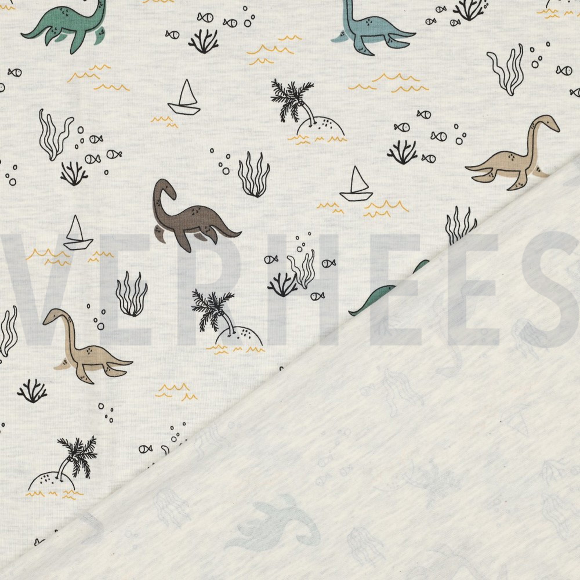 JERSEY MELANGE WATER DINOSAURS ECRU MELANGE (high resolution) #4