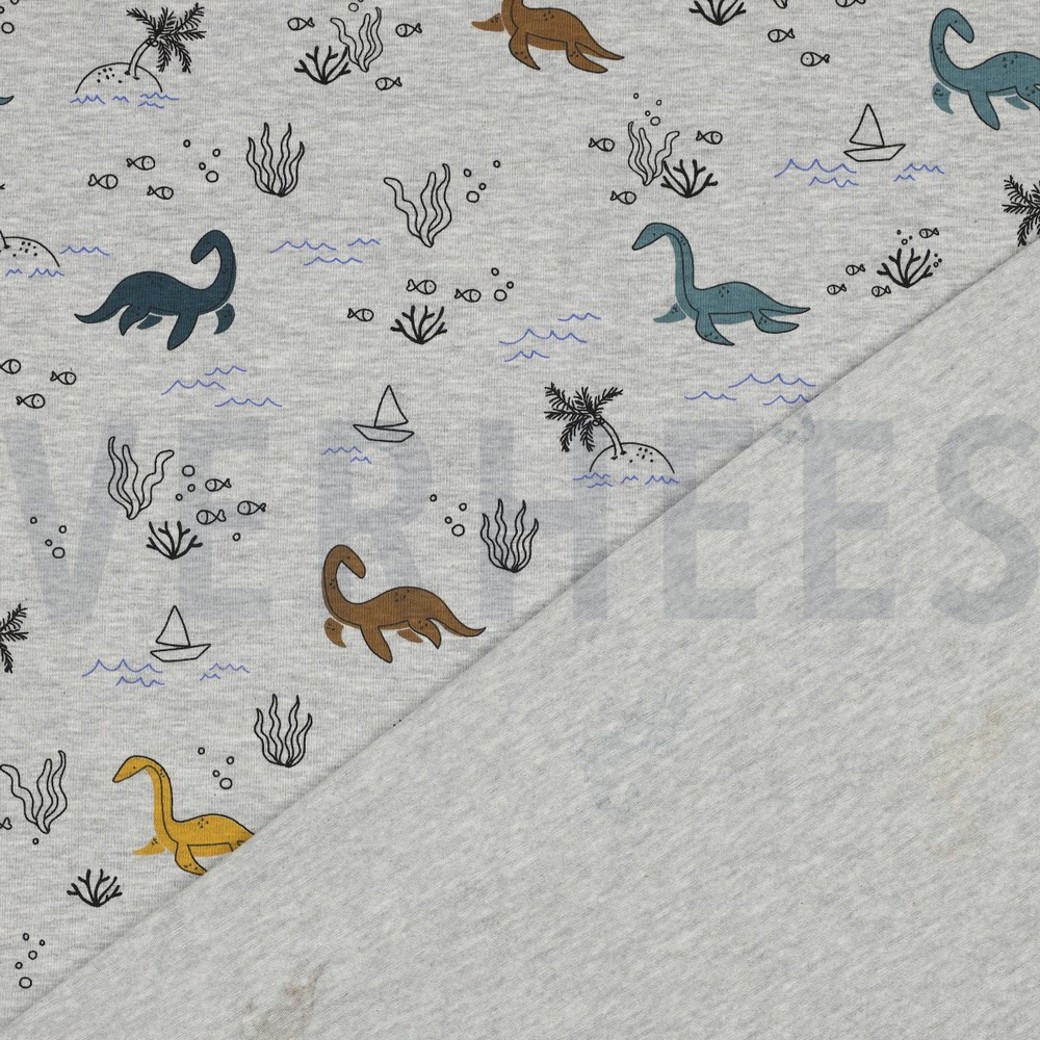 JERSEY MELANGE WATER DINOSAURS LIGHT GREY MELANGE #4