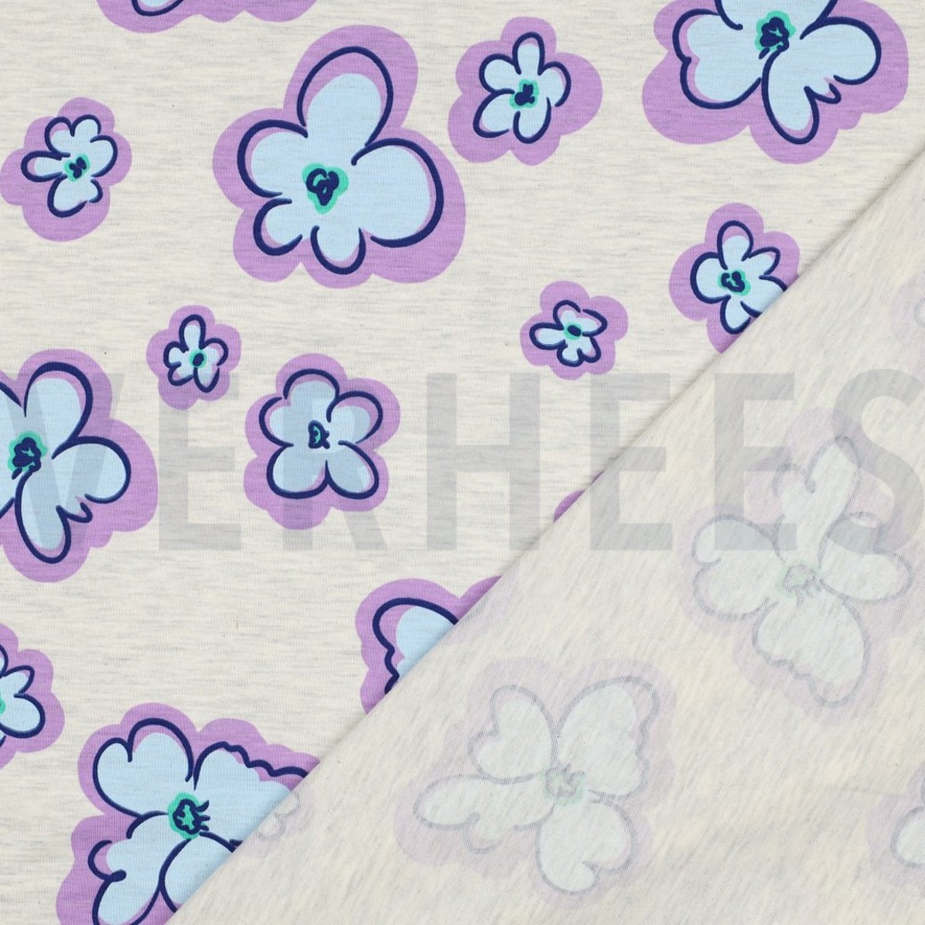 JERSEY MELANGE FLOWERS ECRU MELANGE #4