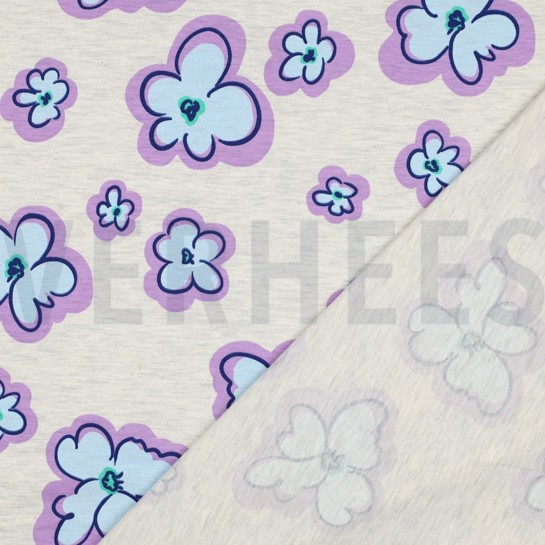 JERSEY MELANGE BLOEMEN ECRU GEMÊLEERD #7