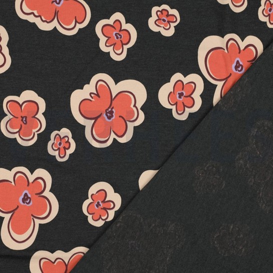 JERSEY MELANGE BLOEMEN ANTHRACIET GEMÊLEERD #7