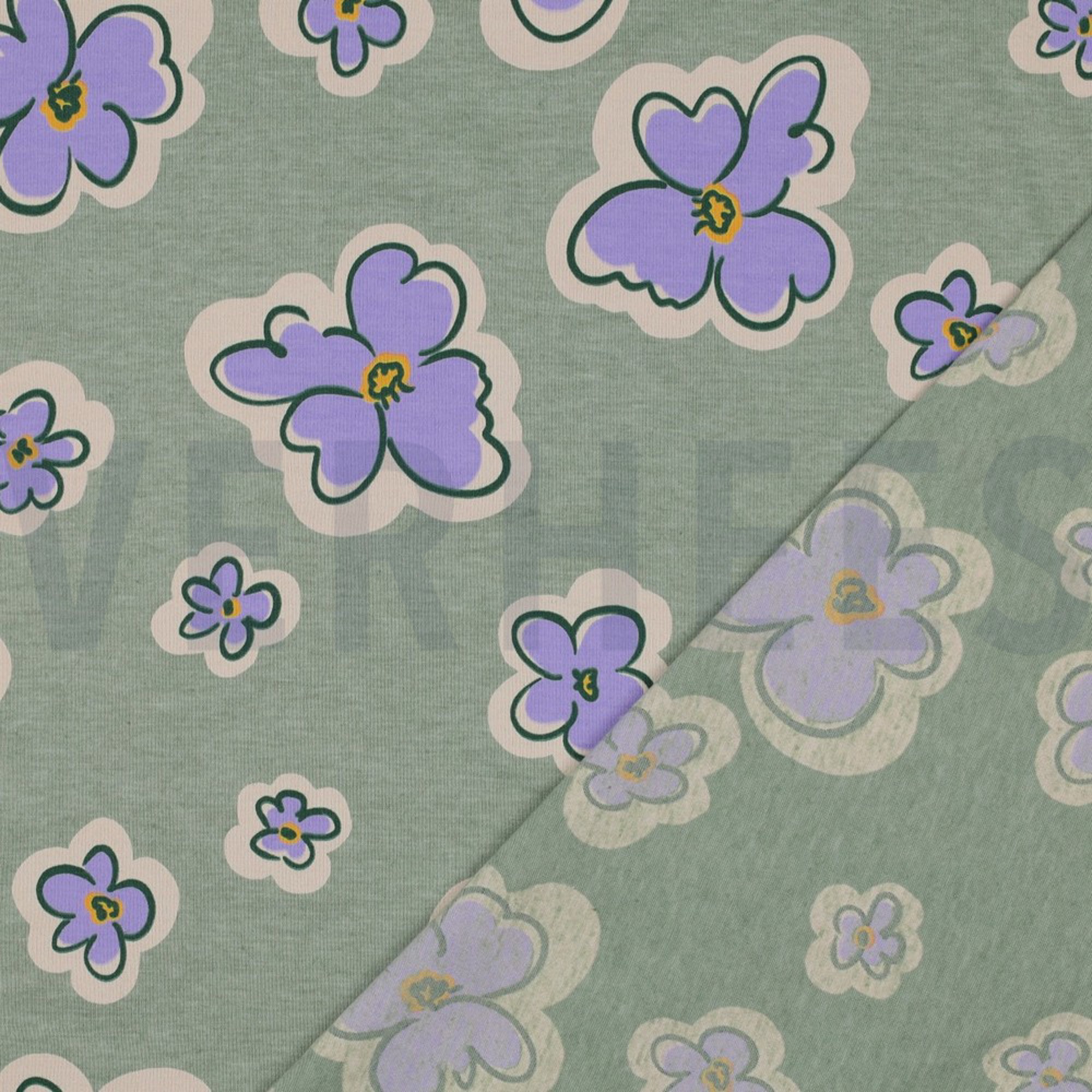 JERSEY MELANGE FLOWERS DARK MINT MELANGE (high resolution) #4